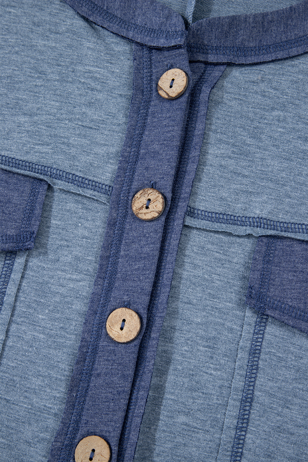 Beau Blue Patchwork Pocket Short Sleeve Jumpsuit