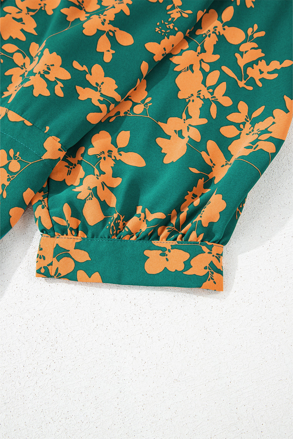 Green Floral Print Drawstring Flowy Short Dress