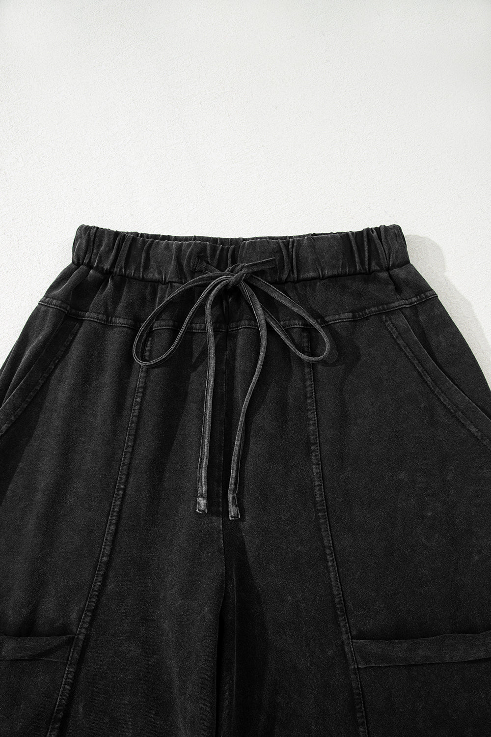 Bonbon Mineral Wash Exposed Seam Wide Leg Cargo Pants