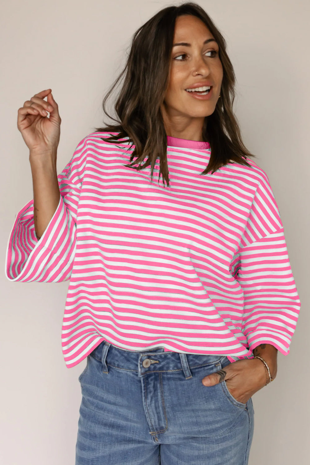 Black Stripe Bowknot Backless T-Shirt