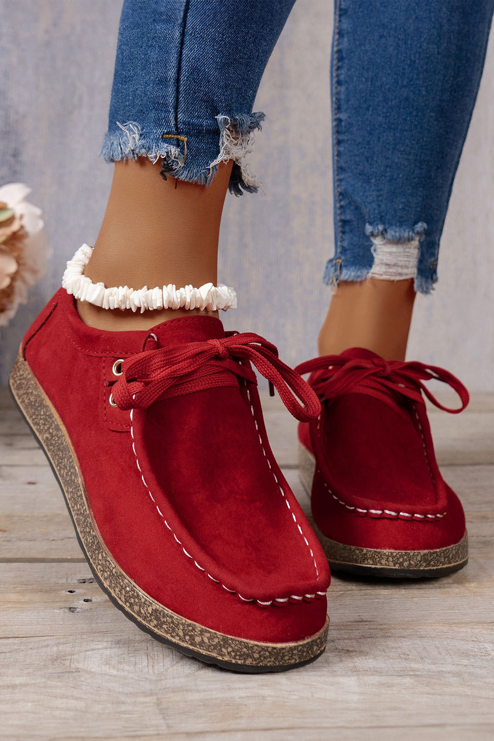 Coffee Lace Up Casual Shoes
