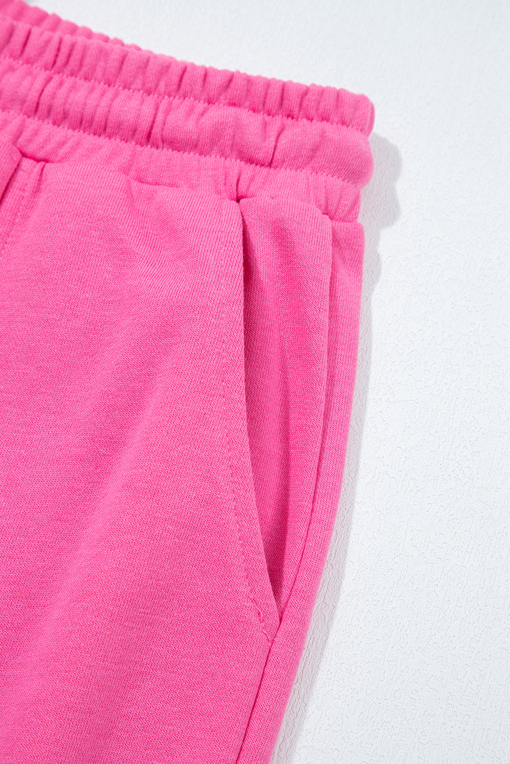 Bright Pink Raw Edge Henley Pullover and Jogger Pants Set