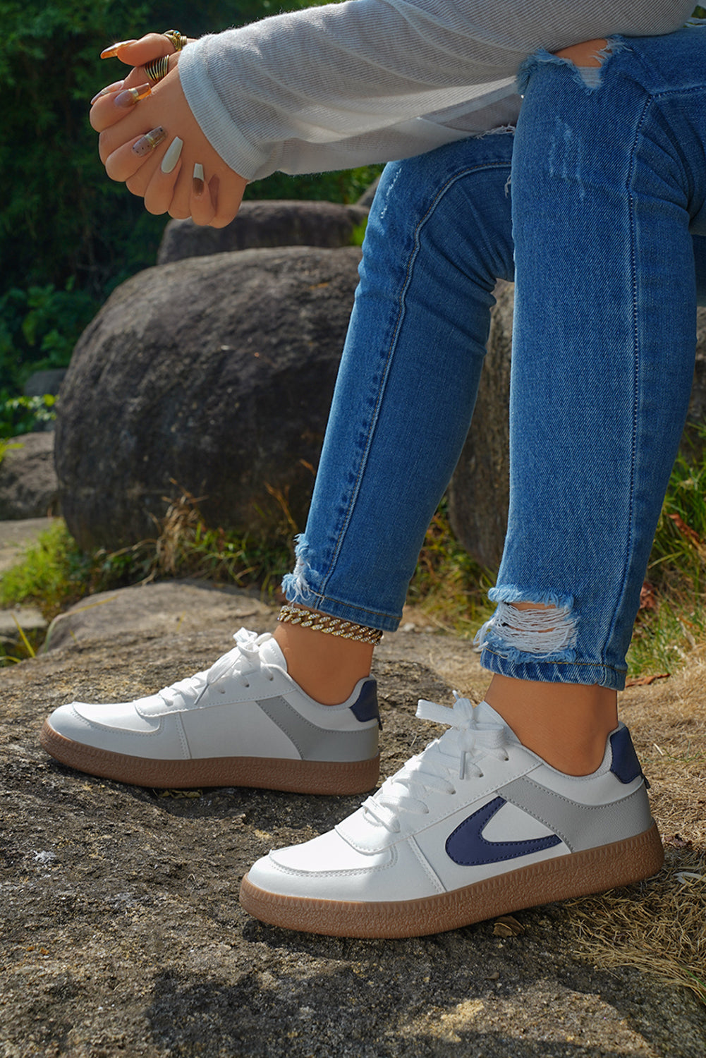 Coffee PU Leather Lace Up Sneakers