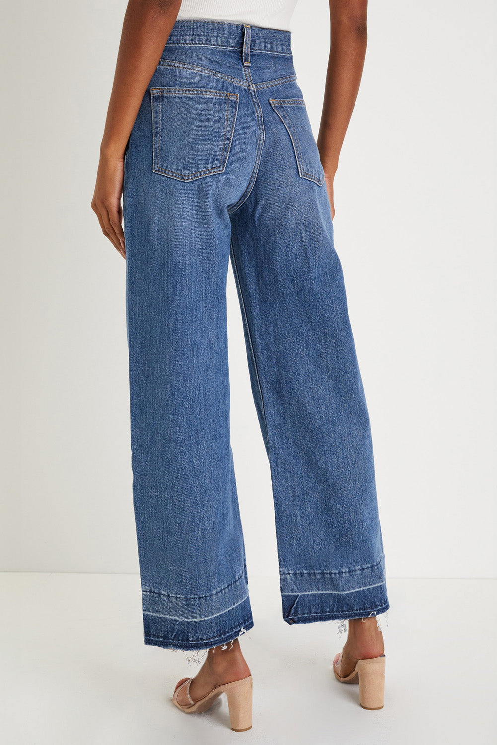 Real Teal Raw Hem Straight Leg Loose High Waist Jeans