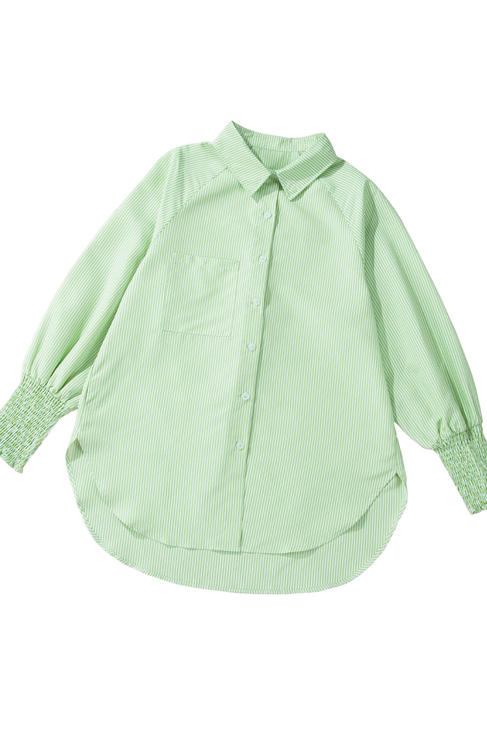 Grass Green Striped Pocket Button Up Shirt