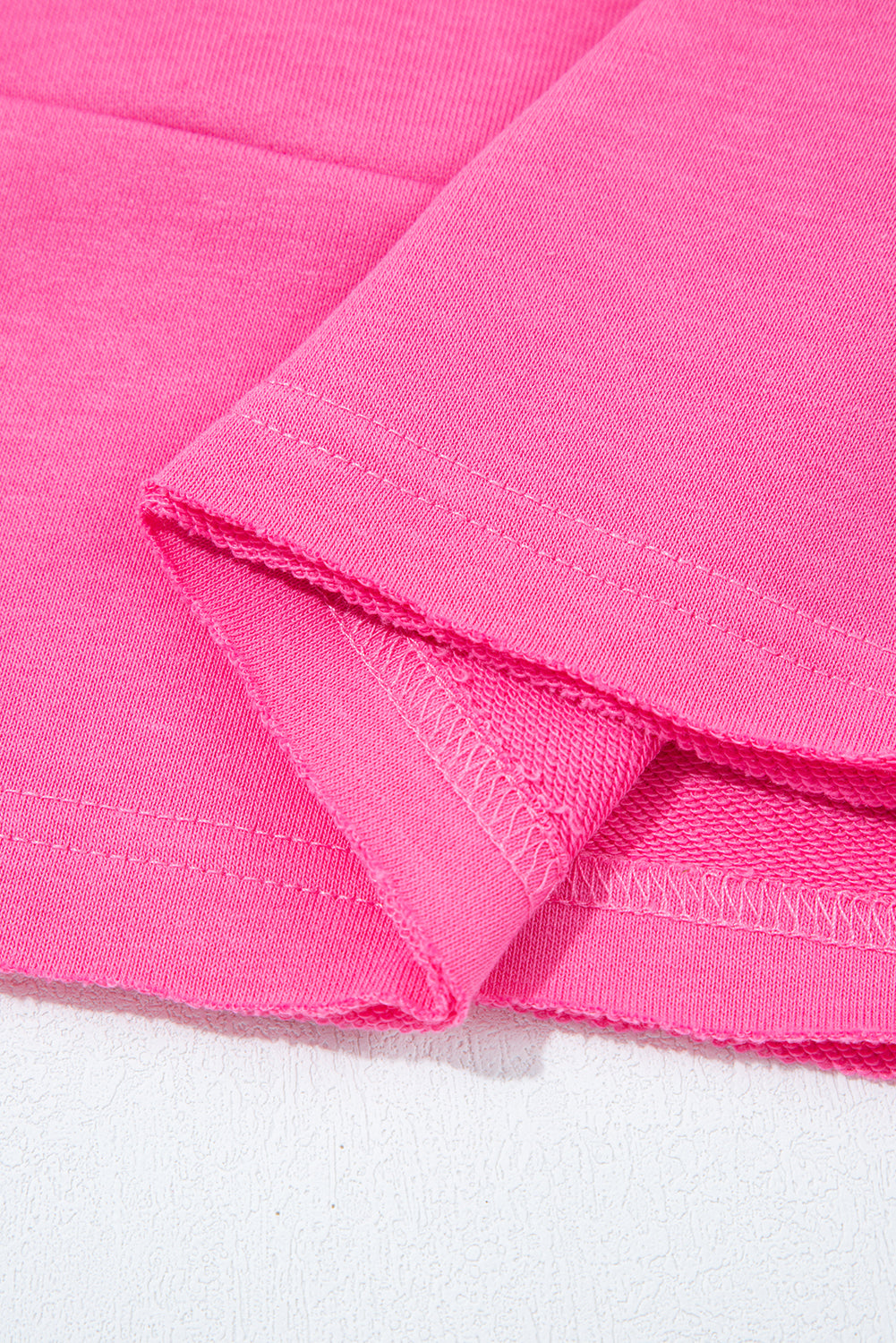 Bright Pink Raw Edge Henley Pullover and Jogger Pants Set