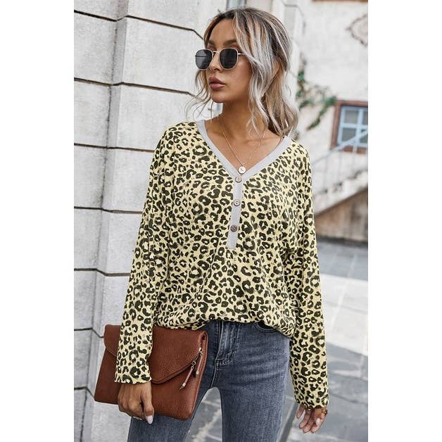 Spot On! Button V-Neck