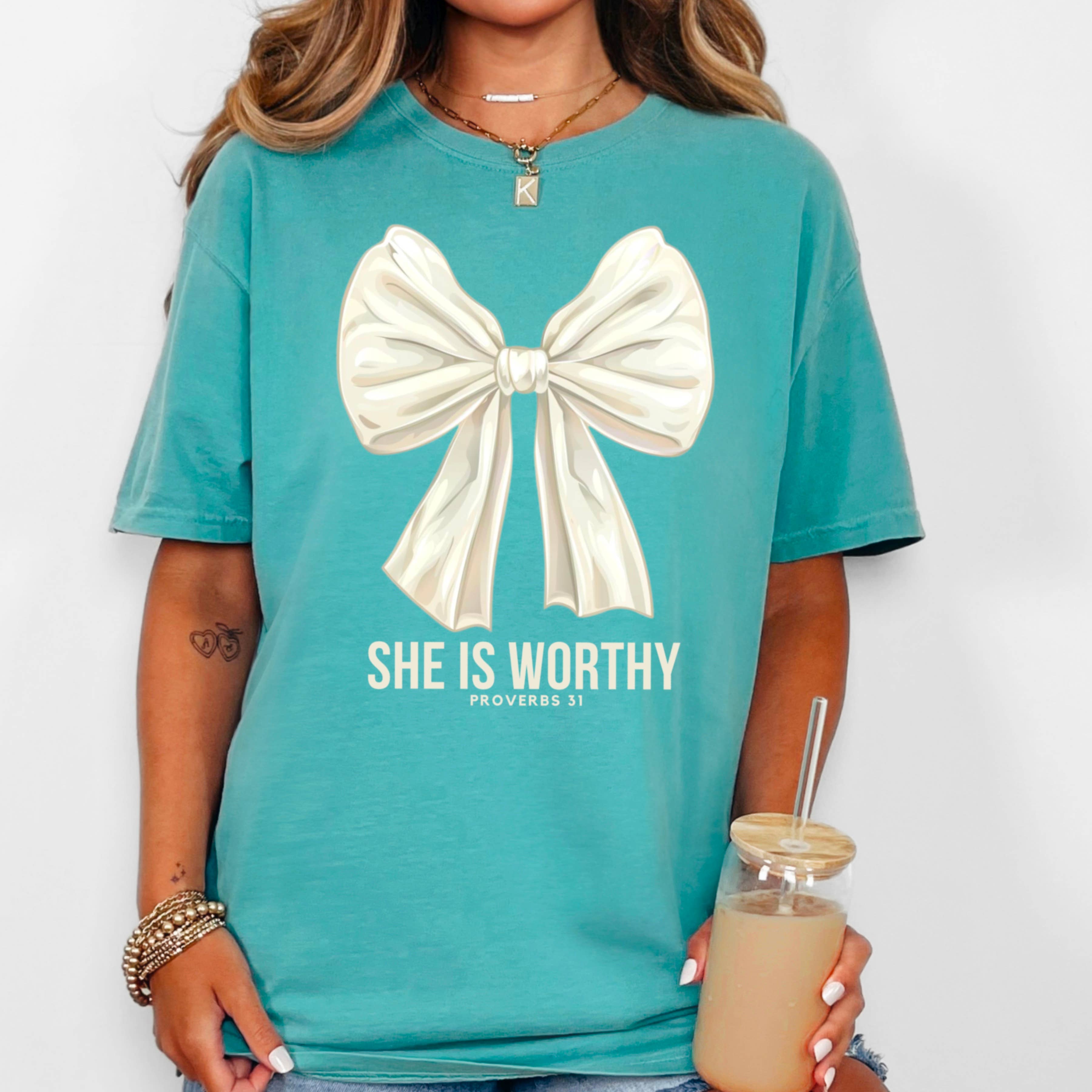 She Is Worthy Graphic Tee | Christian Apparel |Comfort Color