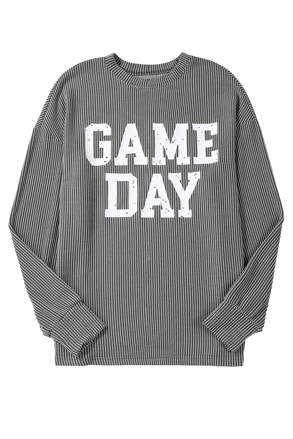 Dark Grey Corded GAME DAY Graphic Long Sleeve Top