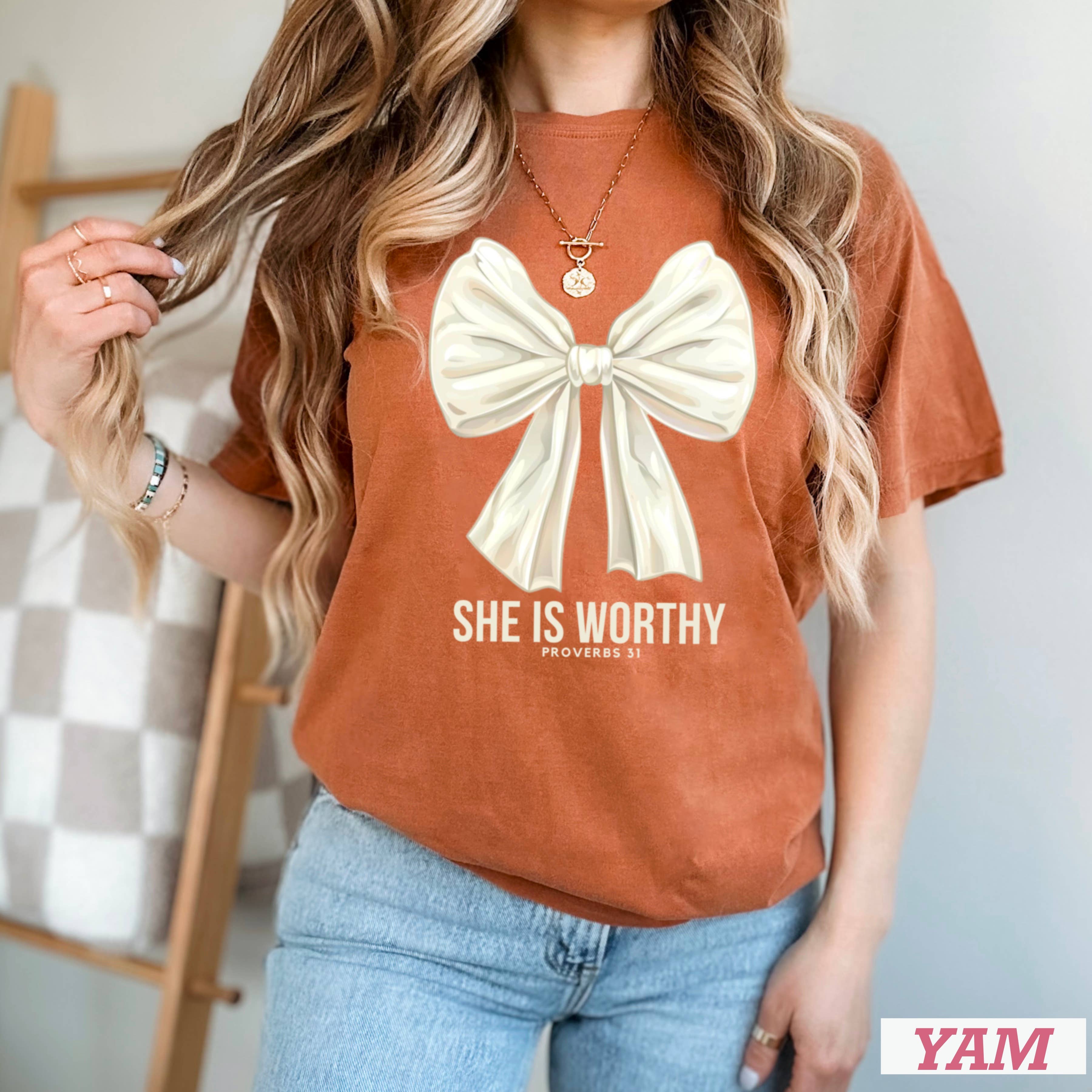 She Is Worthy Graphic Tee | Christian Apparel |Comfort Color