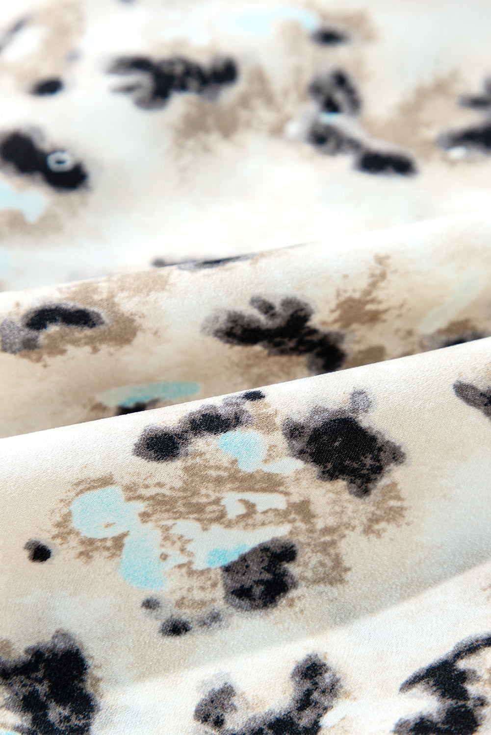 Khaki Leopard Button V Neck Pocket Flowy Mini Dress