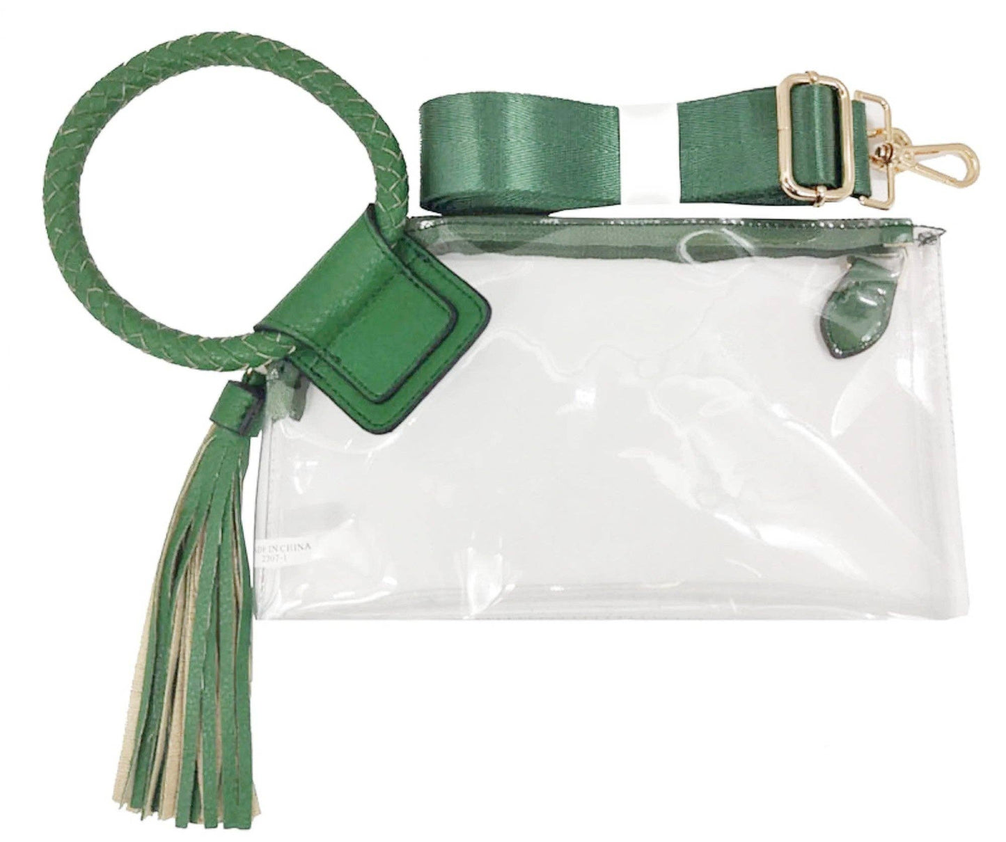 AD205T See Through Clear Cuff Handle Tassel Wrislet Clutch