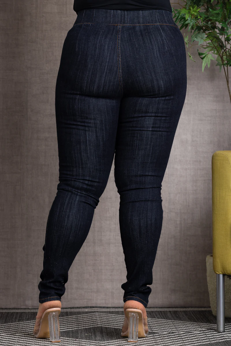 HIGH RISE ELASTIC WAIST BAND PLUS SIZE SKINNY JEANS