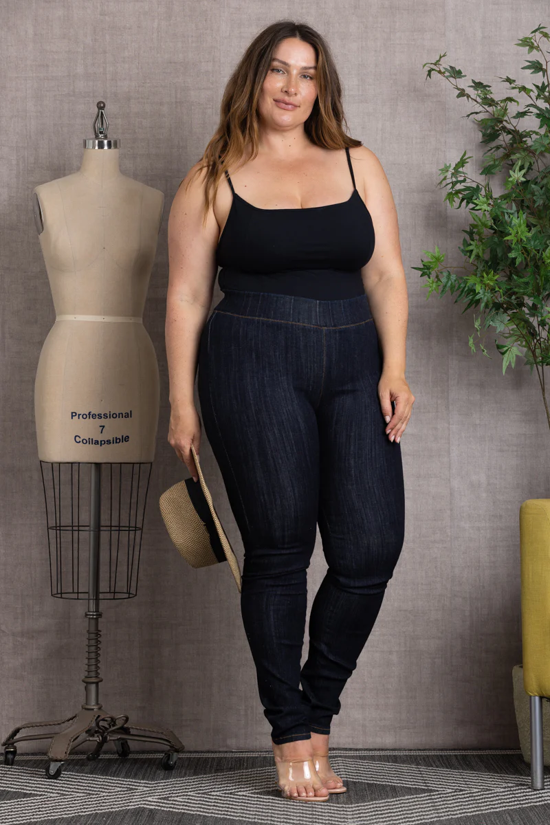 HIGH RISE ELASTIC WAIST BAND PLUS SIZE SKINNY JEANS