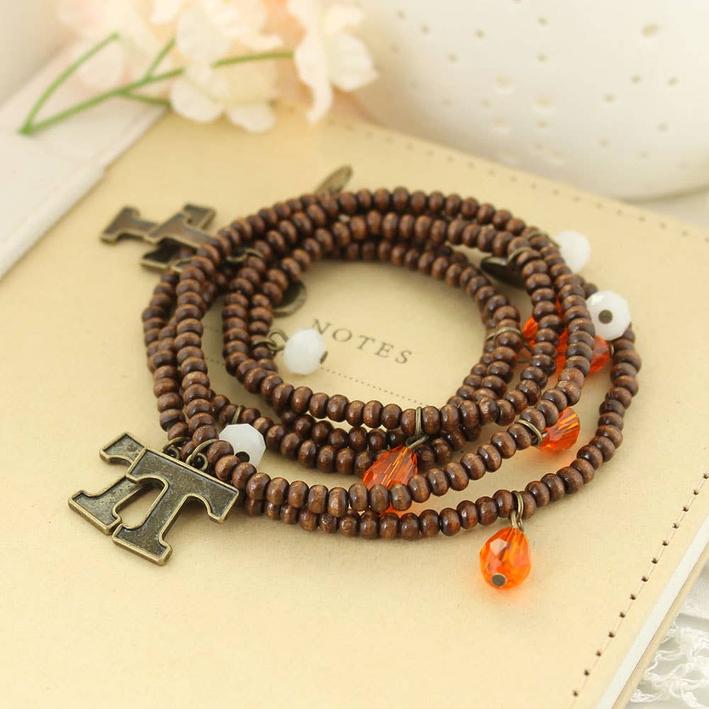 Tennessee 36" Wood Bead Stretch Necklace-Bracelet