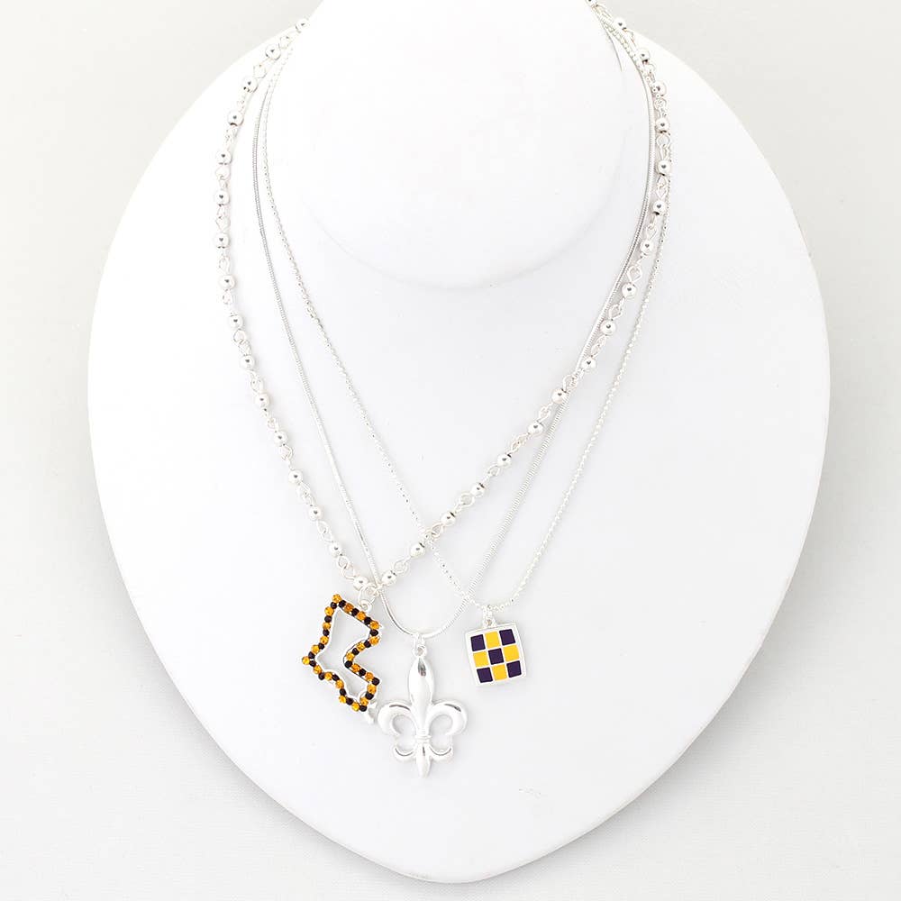 Lsu "state" Trio Necklace